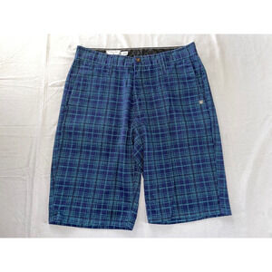 Volcom Flat Front VMonty Plaid Chino Skate Shorts. Blue/Green, Men's 28. GUC!!